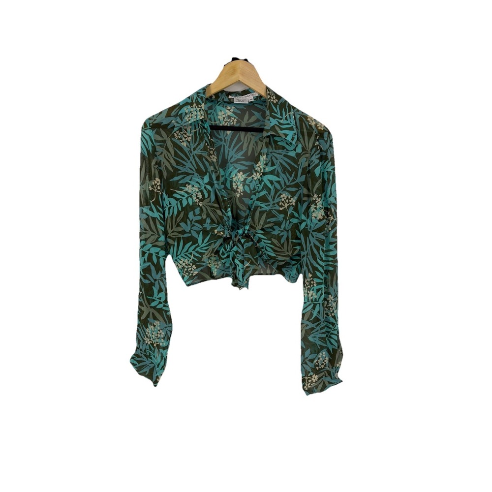Maggy London Womens Silk Crop Top Size‎ 10 Floral Deep V Festival Boho Beach
